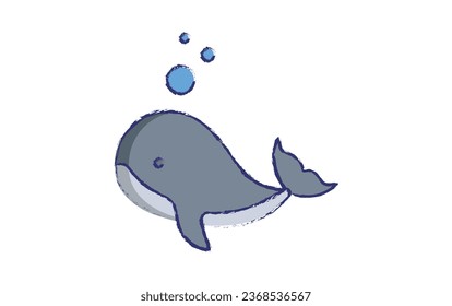 Whale hand drawn vector illustration