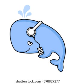Whale with headphones. 