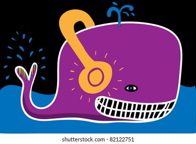 Whale with headphones