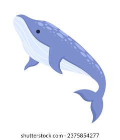 Whale humpback underwater 2D cartoon character. Giant sea creature isolated vector animal white background. Endangered species. Big fish. Ocean creature. Marine life color flat spot illustration