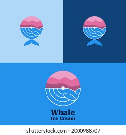 Whale Ice Cream Vector Logo Design