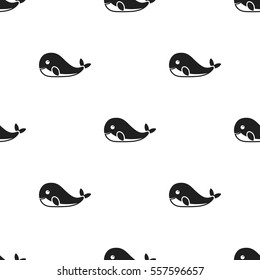 Whale icon in black style isolated on white background. Animals pattern stock vector illustration.