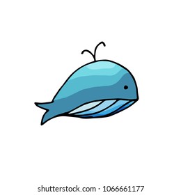 Whale icon in cartoon style. For web, print and creative design. Vector illustration