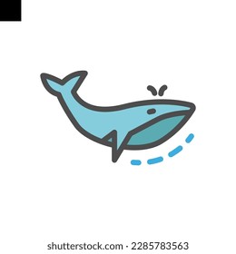 whale icon color style vector