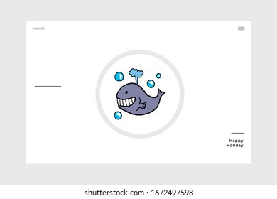 whale icon design with summer themes
