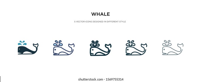 whale icon in different style vector illustration. two colored and black whale vector icons designed in filled, outline, line and stroke style can be used for web, mobile, ui