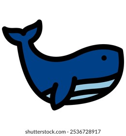 whale icon with flat outline style