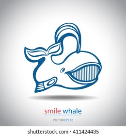 Whale icon. Flat icon. Vector illustration.