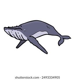 whale icon hand drawn color vector illustration