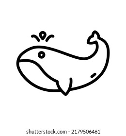 Icono de ballena. Diseño De Estilo De Arte De Línea Aislado En Fondo Blanco