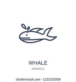 Whale icon. Whale linear symbol design from Animals collection. Simple outline element vector illustration on white background.