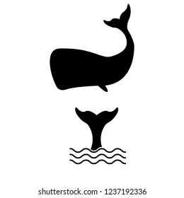 Whale icon, logo, on a white background