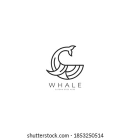 Whale icon logo vector template. Humpback whale, whale tail, ocean giant fish icon logo.