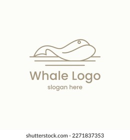 Whale icon logo vector template. Humpback whale, whale tail, ocean fish icon logo line art .