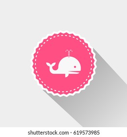 whale icon with long shadow