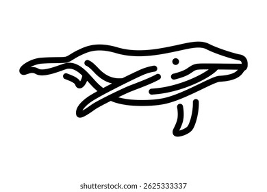 Whale icon or modern line symbol. Vector line art and icon design with bold outline. Black and white Pixel Perfect minimalistic symbol isolated white background. Silhouette simple thin sign