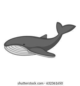 Whale icon in monochrome style isolated on white background vector illustration