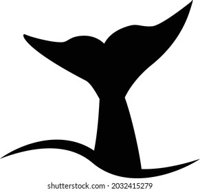 Whale icon on white background. Whale tail sign. Fish tall symbol. whale fin logo. flat style.