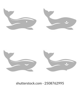 ícone de baleia em um fundo branco, ilustração de vetor
