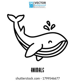 Whale icon, outline vector. Animal concept. Eps 10 vector illustration.