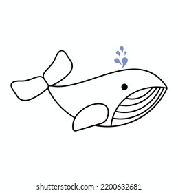 whale icon outline vector disign line art illustration 