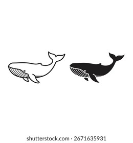 Whale icon set black and white

