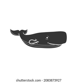 Whale Icon Silhouette Illustration. Marine Animal Vector Graphic Pictogram Symbol Clip Art. Doodle Sketch Black Sign.