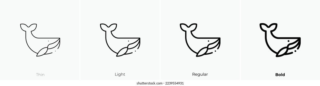 whale icon. Thin, Light Regular And Bold style design isolated on white background