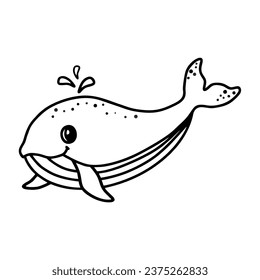 Whale icon in thin line style isolated on white background