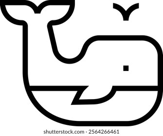 whale icon. Thin linear style design isolated on white background
