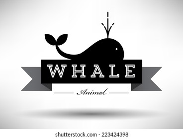 Whale Icon with Typographic Design