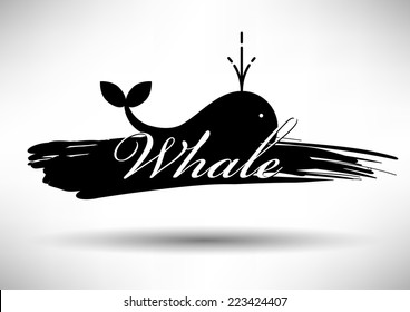 Whale Icon with Typographic Design
