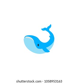 Whale icon. Vector color flat icon