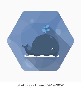 Whale  icon, Vector flat long shadow design. EPS10