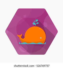 Whale  icon, Vector flat long shadow design. EPS10