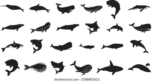 Whale icon vector set. Sperm whale illustration sign collection. Fish symbol. Ocean logo.