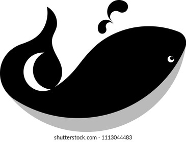 Whale Icon With Water Fountain Blow