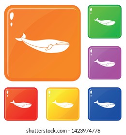 Whale icons set collection vector 6 color isolated on white background