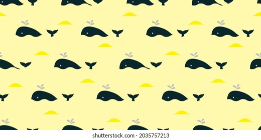 Fondo de la ilustración de ballena. Patrón sin foco. Vector. 