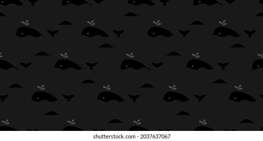 Whale illustration background. Seamless pattern. Vector. 