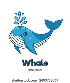 Whale illustration of a cute sea animal, ocean inhabitant