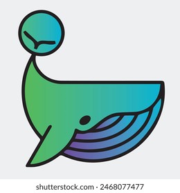 whale illustration for logo design template in simple design