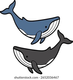 Whale Illustration Set – Cute Cartoon Vector Style