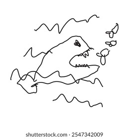 Whale illustration. Vector of children's doodles. Abstract image.