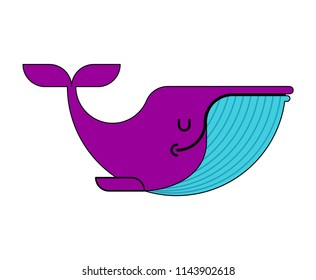 Whale isolated. large mammal under water. Vector illustration
