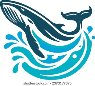 Whale Jumping in Ocean Vector Illustration 