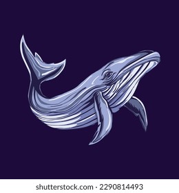 Salto de ballena de la ilustración oceánica