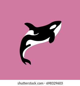 asesino de ballenas en agua. orca en piscina. logo de la ballena asesina. orca plana para afiche o icono. ballena en la piscina. ballena de textura pastel. orcas para niños