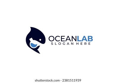whale lab vector template logo design