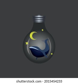 Whale in a lamp illustration